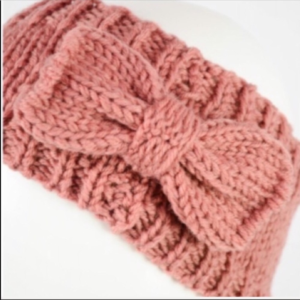 Pink Crochet Bow Headband - Picture 3 of 6